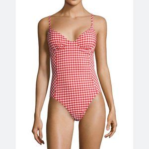 Tory Burch Women's Red plaid Sweetheart Underwire One-Piece Swimwear XL